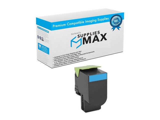 SuppliesMAX Compatible Replacement for Lexmark CX-310dn/CX-310n/CX-410de/CX-410dte/CX-410e/CX-510de/CX-510dhe/CX-510dthe Cyan Toner Cartridge (2000...