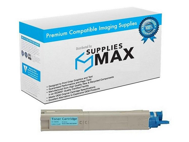 SuppliesMAX Compatible Replacement for Okidata C3300N/C3400N/C3450/C3600/C3600N Cyan Toner Cartridge (2500 Page Yield) (43459303)