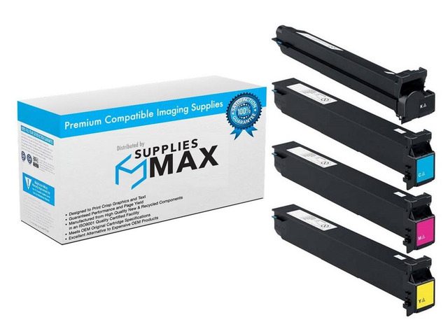 SuppliesMAX Compatible Replacement for Pitney-Bowes CM-5520/CM-6520 Toner Cartridge Combo Pack (BK/C/M/Y) (482-MP)