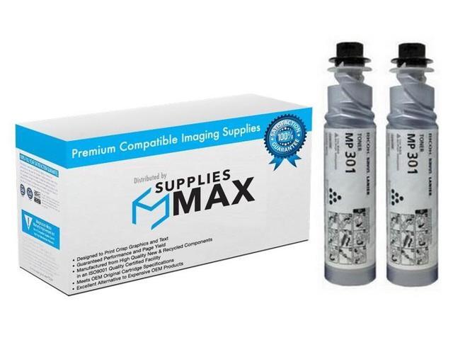 SuppliesMAX Compatible Replacement for Ricoh Aficio MP-301SP/MP-301SPF Black Toner Cartridge (2/PK-8000 Page Yield) (TYPE MP301) (841714_2PK)