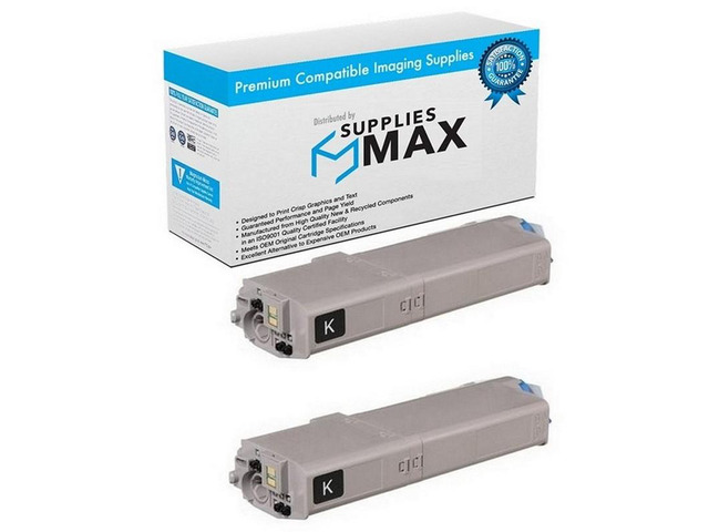 SuppliesMAX Compatible Replacement for Okidata C532dn/C542dn/MC-563dn/MC-573dn Series Black High Yield Toner Cartridge (2/PK-7000 Page Yield)...