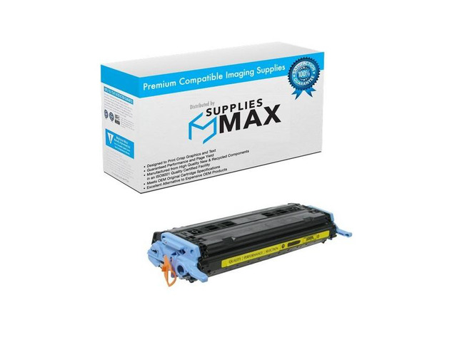 SuppliesMAX Compatible Replacement for HP Color LaserJet 1600/2600/2605/CM1015/CM1017 Yellow Toner Cartridge (2000 Page Yield) (NO. 124A) (Q6002A)