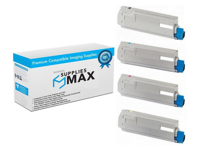 SuppliesMAX Compatible Replacement for Okidata C8600DN/C8600DTN/C8600N/C8800DN/C8800DTN/C8800N Toner Cartridge Combo Pack (BK/C/M/Y) (4348773MP)