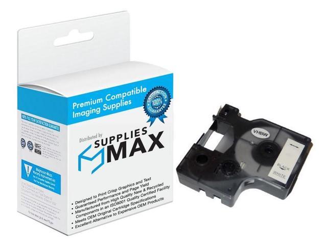 SuppliesMAX Compatible Replacement for Dymo D1 Black on White Label Tape (3/8in x 23 Ft.) (41913)