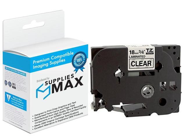SuppliesMAX Compatible Replacement for Brother Black on Clear Laminated P-Touch Label Tape (3/4in X 26.25Ft/18mm X 8m) (TZE-141)