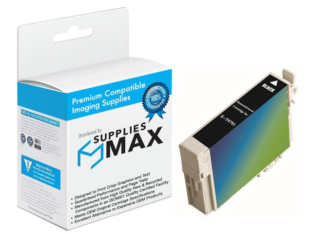 SuppliesMAX Remanufactured Replacement for Artisan 50/Stylus Photo R260/R280/R380/RX-580/RX-595/RX-680 Black Inkjet (NO. 78) (T078120)