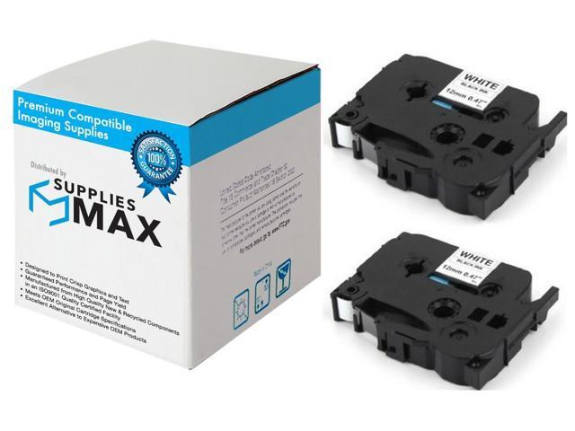 SuppliesMAX Compatible Replacement for Brother Black on White Laminated P-Touch Label Tape (2/PK-1/2in X 26.25Ft/12mm X 8m) (TZE-231_2PK)