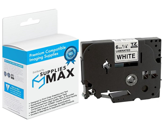 SuppliesMAX Compatible Replacement for Brother Black on White Laminated P-Touch