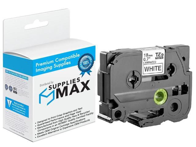 SuppliesMAX Compatible Replacement for Brother Black on White Laminated P-Touch Label Tape (3/4in X 26.25Ft/18mm X 8m) (TZE-S241)