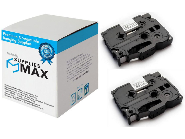 SuppliesMAX Compatible Replacement for Brother Black on Clear Laminated P-Touch Label Tape (2/PK-1/2in X 26.25Ft/12mm X 8m) (TZE-131_2PK)