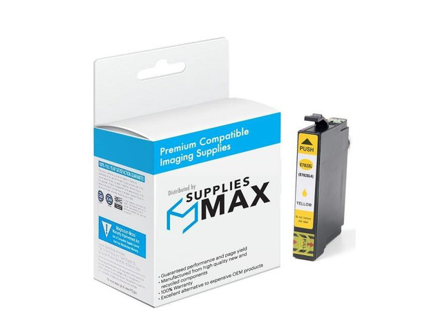 SuppliesMAX Remanufactured Replacement for WorkForce WF-3720/WF-3730/WF-3733 Yellow High Yield Inkjet (950 Page Yield) (NO. 702XL) (T702XL420-S)
