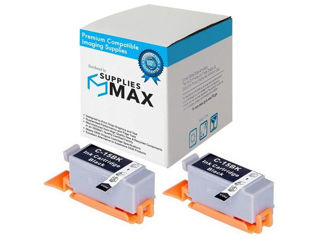 SuppliesMAX Compatible Replacement for Canon i70/i80/PIXMA IP-90V/PIXUS 50i/80i/IP-90V/IP-90V Black Inkjet (2/PK-185 Page Yield) (BCI-15BK) (8190A007)