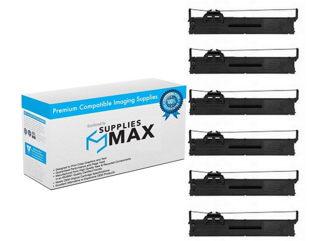 SuppliesMAX Compatible Replacement for PLQ-20/PLQ-20D/PLQ-20M/PLQ-22/PLQ-22CS/PLQ-22CSM/PLQ-22M Passbook Ptr Black Printer Ribbons (6/PK) (S015339)