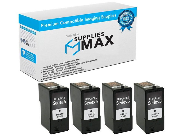 SuppliesMAX Remanufactured Replacement for Dell 922/A922/924/942/944/946/962/964 Black Inkjet (4/PK) (Series 5) (4BK922N)