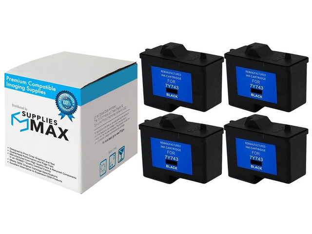 SuppliesMAX Remanufactured Replacement for Dell A940/A960 Black Inkjet (4/PK) (Series 2) (4BKCART)