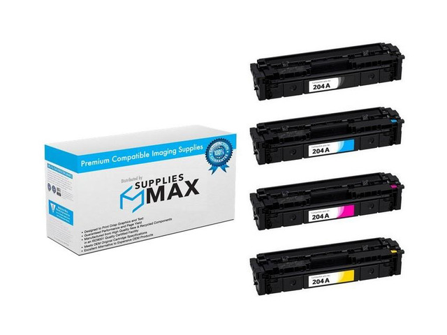 SuppliesMAX Compatible Replacement for HP Color Laser Jet MFP M154N/M154NW/M180N/M180NW/M181FW Toner Cartridge Combo Pack (BK/C/M/Y) (NO. 204A)...