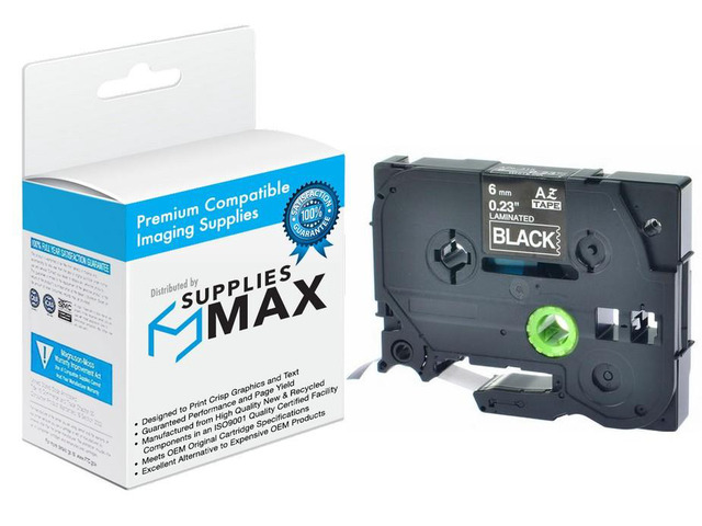 SuppliesMAX Compatible Replacement for Brother White on Black Laminated P-Touch Label Tape (1/4in X 26.25Ft/36mm x 8m) (TZE-315)