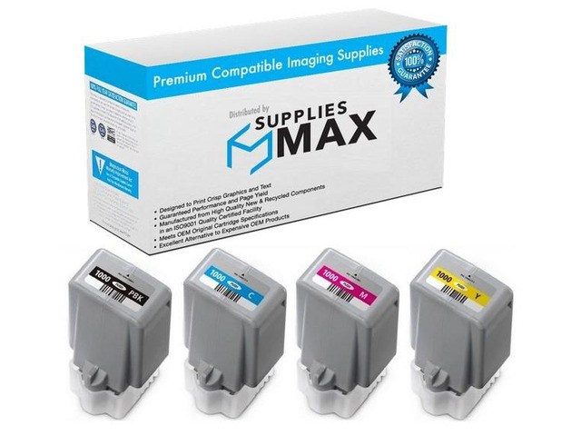 SuppliesMAX Compatible Replacement for Canon ImagePROGRAF PRO 1000 Wide Format Inkjet Combo Pack (PBK/C/M/Y) (PFI-1000MP)