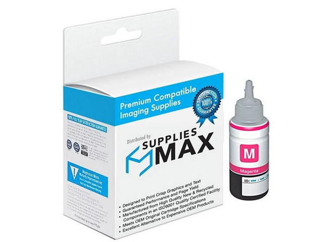 SuppliesMAX Compatible Replacement for Eco-Tank L100/L200/L300/L550/ET-2500/ET-2600/ET-3600/ET-4500/ET-16500 Magenta Dye Ink Bottle (70ML-6500 Page...