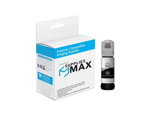 SuppliesMAX Compatible Replacement for Expression Eco-Tank ET-7700/ET-7750 Photo Black Dye Refill Ink Bottle (5000 Page Yield) (NO. 512) (T512120-S)