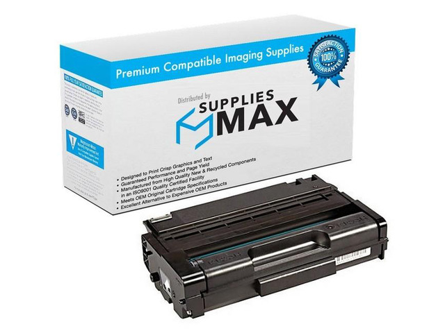 SuppliesMAX Compatible Replacement for Savin SP-377DNWX/SP-377SFNWX Series Black Toner Cartridge (6400 Page Yield) (TYPE SP377XA) (408161)