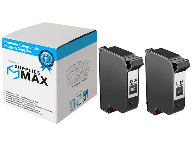 SuppliesMAX Remanufactured Replacement for HP NO. 1918 Black Fast Dry Inkjet (2/