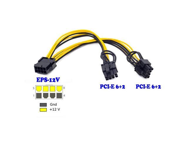 5 Pack EPS CPU 12V 8 Pin to Dual 8 6+2 Pin PCIE Adapter Power Supply Cable
