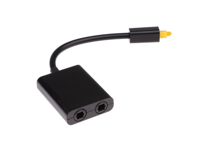 1 in 2 Out Digital Toslink Optical Fiber Audio Splitter Cable Adapter Black
