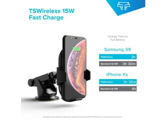 Techsmarter 15W Qi Wireless Car Charger, Fast Charging Cell Phone Mount Holder, Automatic Sensor Clamping Dashboard Air Vent. Compatible with...