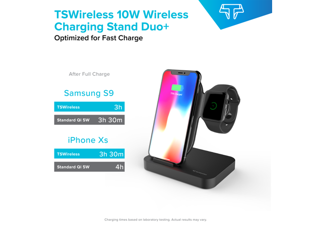 Techsmarter Wireless Charging Station Dock for iPhone, Apple Watch and AirPods. Compatible with Apple iPhone 15, 14, 13, 12, 11, XR, XS, X, 8,...