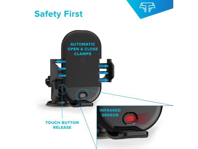Techsmarter 15W Qi Wireless Car Charger, Fast Charging Cell Phone Mount Holder, Automatic Sensor Clamping Dashboard Air Vent. Compatible with...