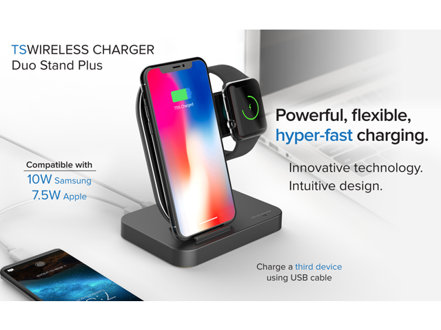 Techsmarter Wireless Charging Station Dock for iPhone, Apple Watch and AirPods. Compatible with Apple iPhone 15, 14, 13, 12, 11, XR, XS, X, 8,...