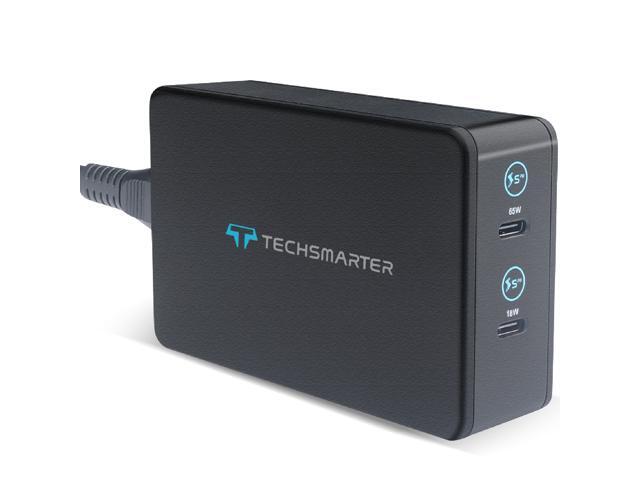 Techsmarter USB C PD Wall Charger with 2-Port 65W and 18W Power Delivery. Compatible with MacBook Pro/Air, iPad Air/Pro, iPhone, Pixel, Samsung,...