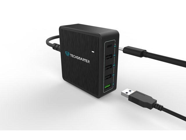 Techsmarter USB C PD Wall Charger, 5-Port Desktop Charger with 60W Power Delivery, 18W TS+ Fast Charge & Three 12W USB Ports. Compatible with...