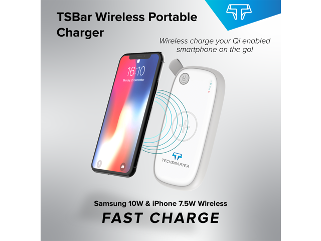 Techsmarter 10000mAh Waterproof and Wireless Charging 18W PD USB C Portable Charger Power Bank, Compatible with iPhone 15, 14, 13, 12, 11, Samsung...