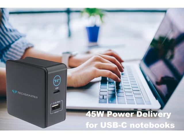 Techsmarter 57W USB C PD Wall Charger with 45W Power Delivery Port, For iPhone 15, 14, 13, 12, 11, XS, XR, iPad Air/Pro, MacBook Air/Pro, Samsung...
