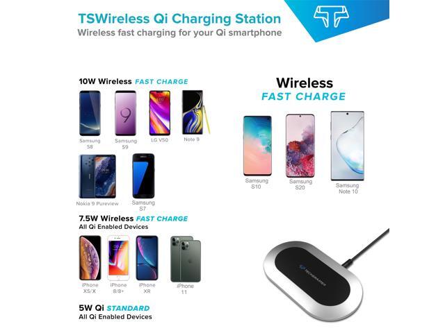 Techsmarter Qi Wireless Fast Charger Pad with 30W Power Delivery USB C Port and 18W Fast Charge USB Ports. Compatible with Samsung S7 S8 S9 S10...