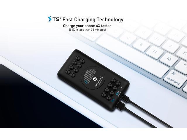 Techsmarter 20000mAh 18W USB-C PD Wireless Power Bank Portable Charger with Powerful Suction Cups. Compatible with iPhone 15, 14, 13, 12, 11, SE...