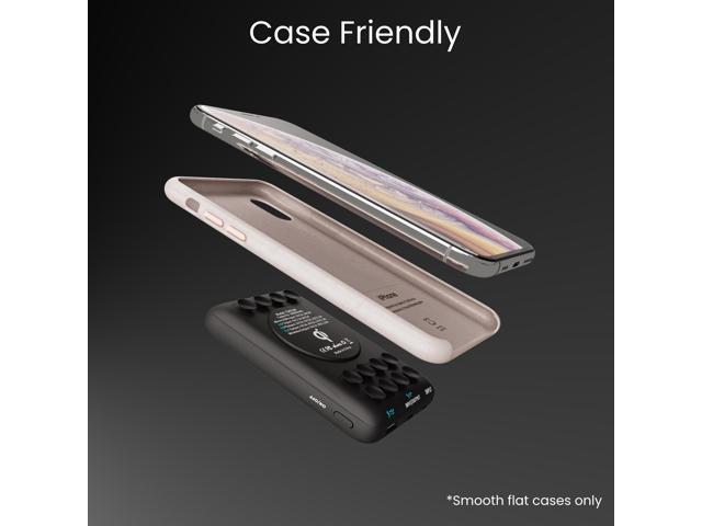 Techsmarter 10000mAh 18W USB-C PD Wireless Power Bank Portable Charger with Anti-Slip Suction Cups. Compatible with iPhone 15, 14, 13, 12, 11, SE...