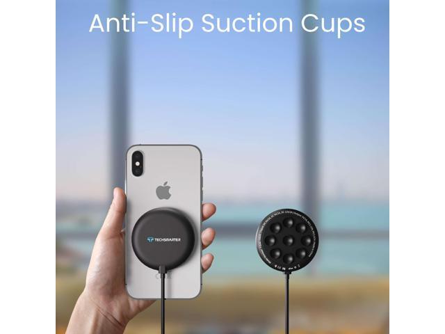 Techsmarter 15W Wireless Charger Pad with Suction Cups. Compatible with iPhone 13, 12, 11, XS, X, XR, 8, Samsung S21, S20, S10, S9, S8, S7, Note...