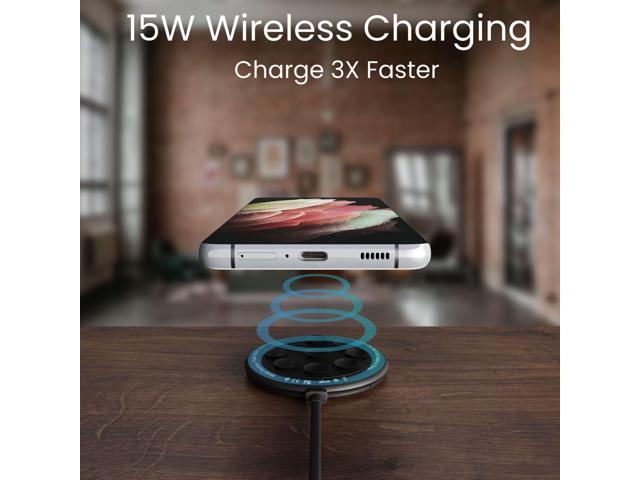 Techsmarter 15W Wireless Charger Pad with Suction Cups. Compatible with iPhone 13, 12, 11, XS, X, XR, 8, Samsung S21, S20, S10, S9, S8, S7, Note...