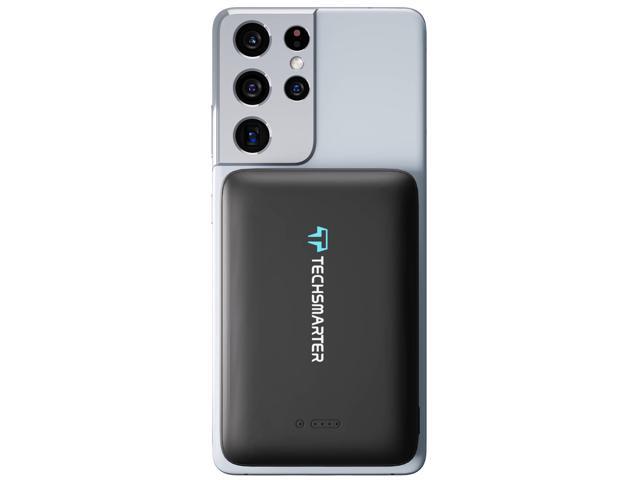 Techsmarter 10000mAh 18W USB-C PD Wireless Power Bank Portable Charger with Anti-Slip Suction Cups. Compatible with iPhone 15, 14, 13, 12, 11, SE...