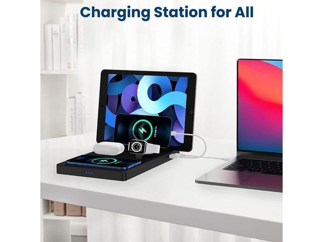 Techsmarter 5-in-1 Wireless Charger, Qi Charging Station with 60W USB-C PD, PPS 25W Port & 18W USB Port Compatible with Watch, AirPods, iPhone,...