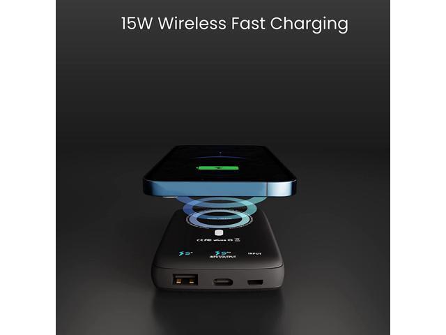 Techsmarter 10000mAh Magnetic Wireless Qi Power Bank, 18W USB-C PD Portable Phone Charger. Compatible with iPhone 12, 13, 14 only
