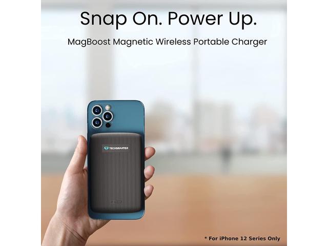 Techsmarter 10000mAh Magnetic Wireless Qi Power Bank, 18W USB-C PD Portable Phone Charger. Compatible with iPhone 12, 13, 14 only