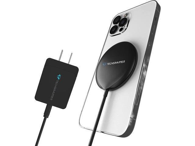 Techsmarter 15W Magnetic Wireless Charger, Fast Charging Pad. Compatible with iPhone 12, 13, 14, 15 (Includes 20W USB-C PD Wall Charger)