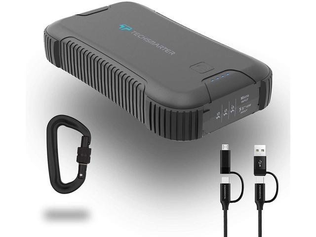 Techsmarter 30000mah Rugged & Waterproof 45W USB-C PD Port Power Bank. Portable Charger Heavy Duty, Camping, Hiking, Outdoor with Flashlight....