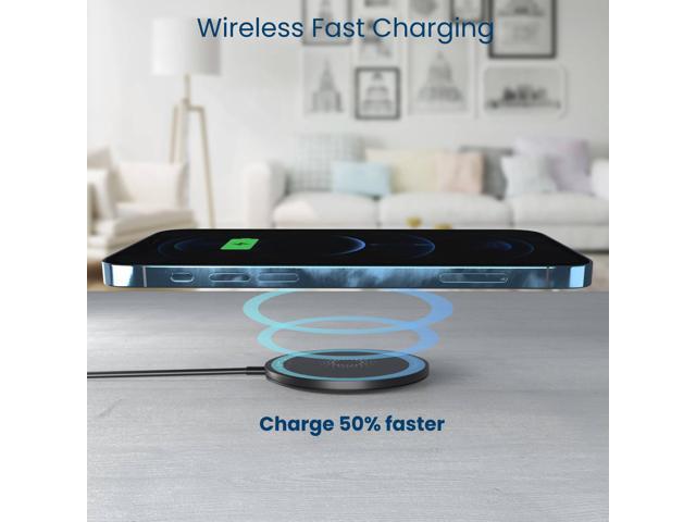 Techsmarter 15W Magnetic Wireless Charger, Fast Charging Pad. Compatible with iPhone 12, 13, 14, 15 (Includes 20W USB-C PD Wall Charger)