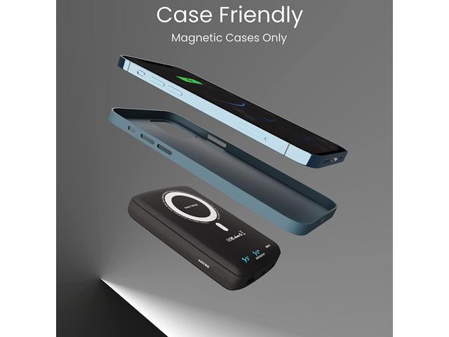 Techsmarter 10000mAh Magnetic Wireless Qi Power Bank, 18W USB-C PD Portable Phone Charger. Compatible with iPhone 12, 13, 14 only