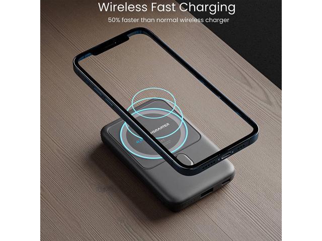 TECHSMARTER 10000mAh Magnetic Wireless Power Bank with Kickstand, 18W USB-C PD Portable Phone Charger. Compatible with iPhone 12, 13, 14, 15 Only